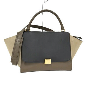 Celine Trapeze Bag Leather Black Khaki Green Beige